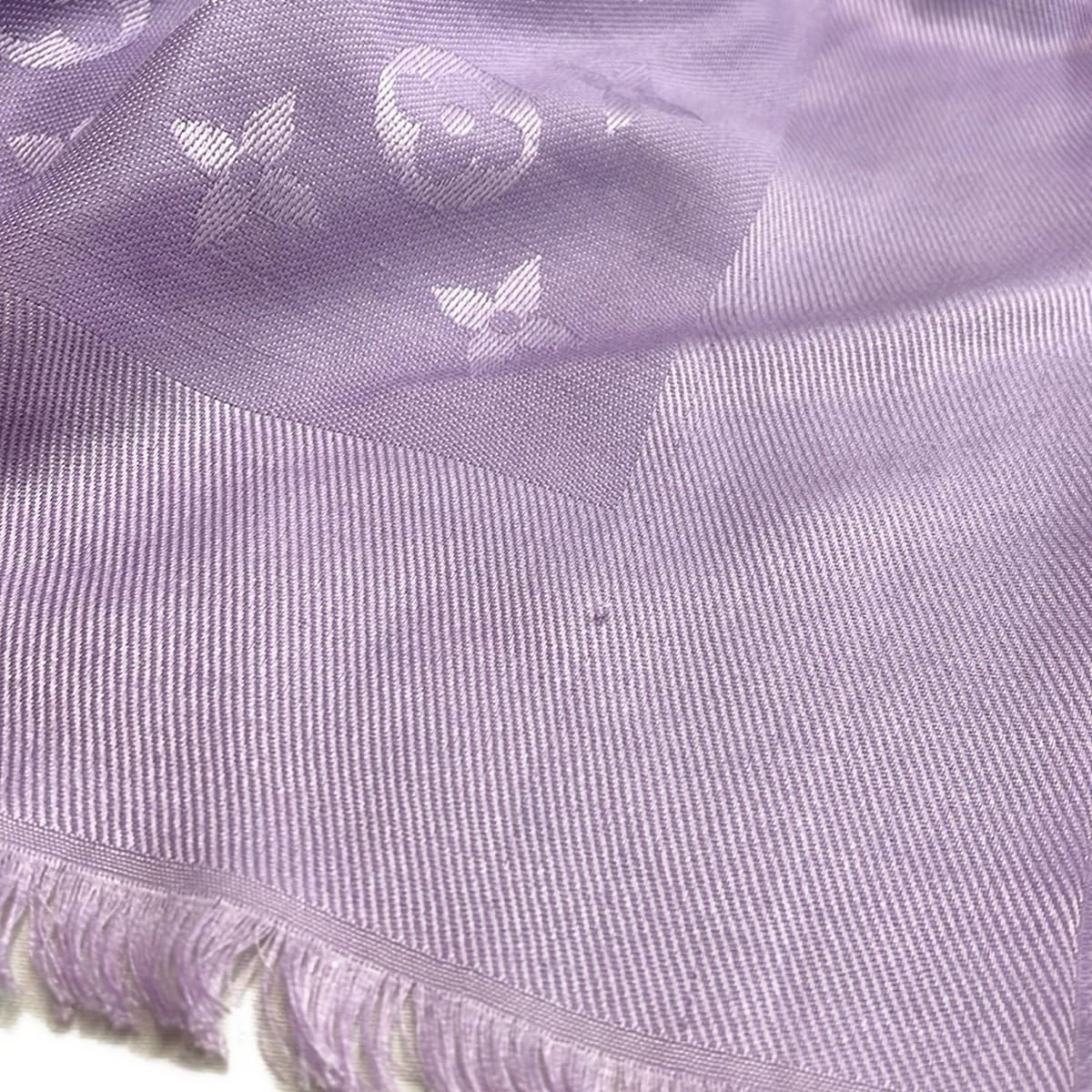 Louis Vuitton Scarf Light Purple Large Shawl Monogram Wool Silk — view 6