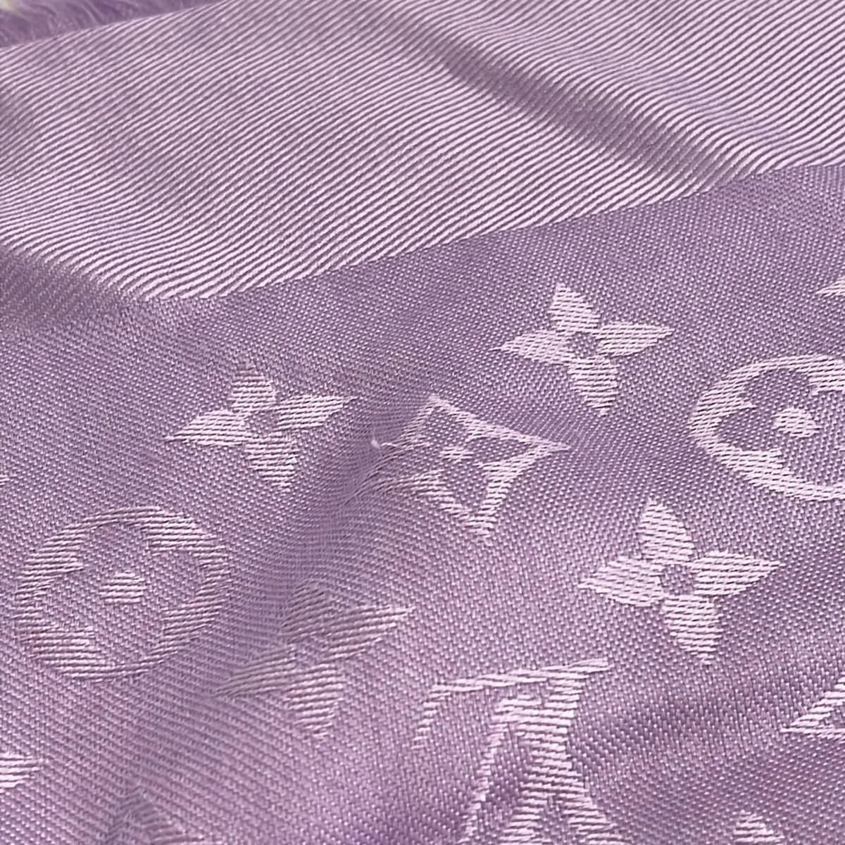 Louis Vuitton Scarf Light Purple Large Shawl Monogram Wool Silk — view 5