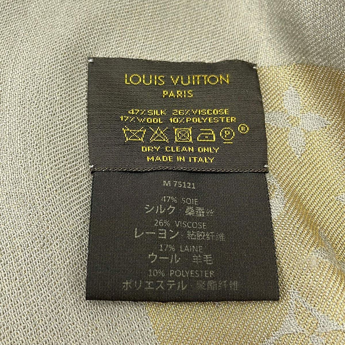 Louis Vuitton Shawl Monogram Shine Gray Silk Scarf — view 2