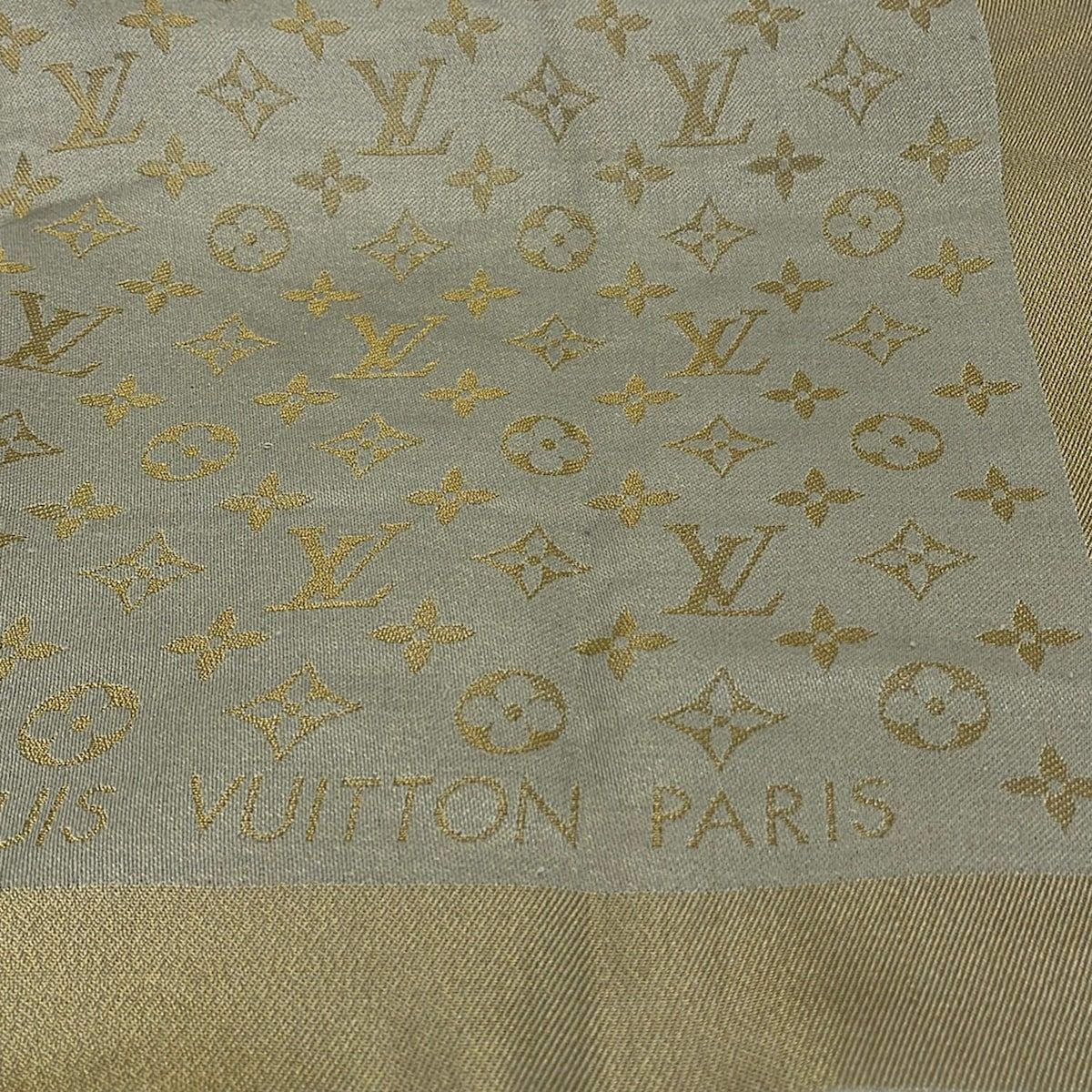 Louis Vuitton Shawl Monogram Shine Gray Silk Scarf — view 3