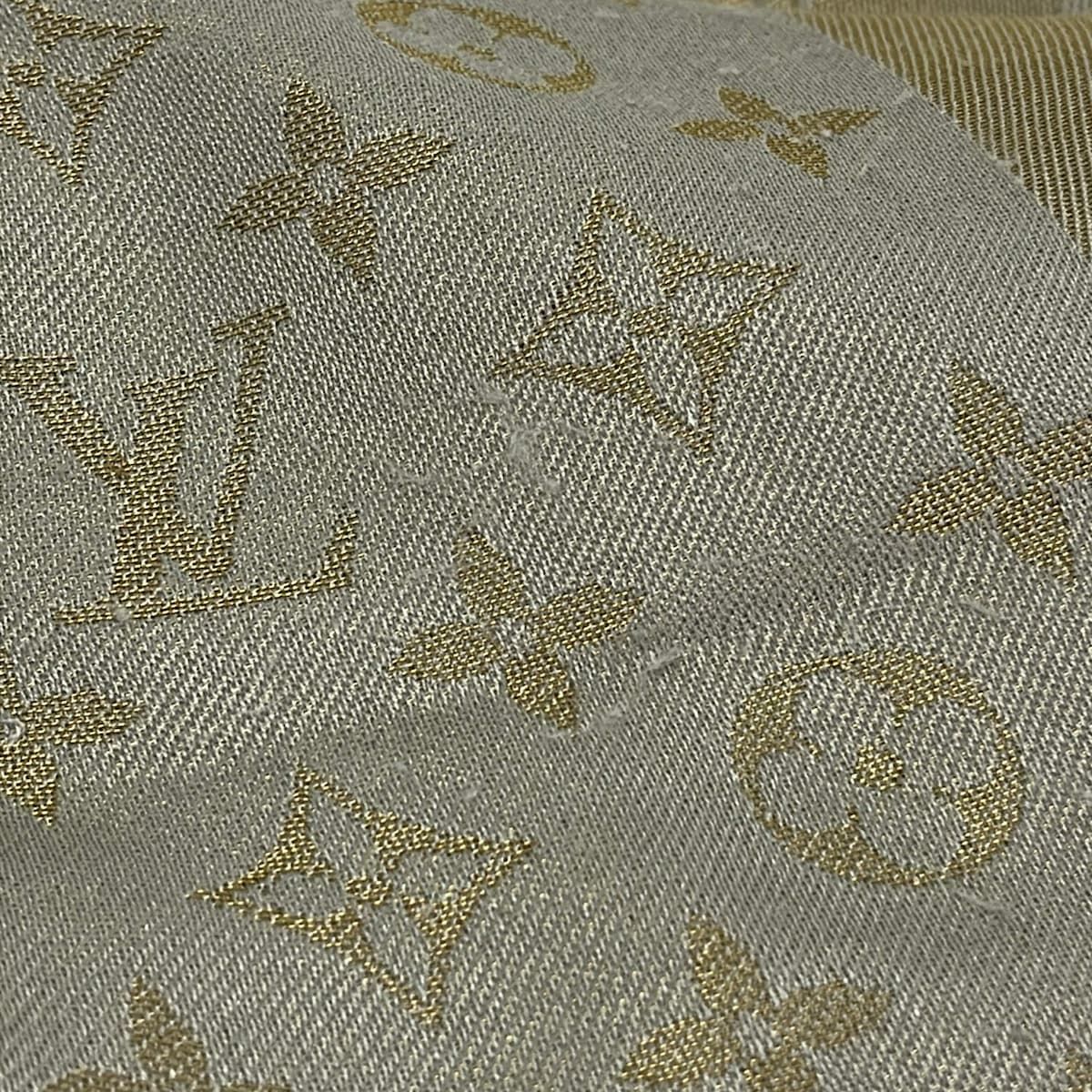 Louis Vuitton Shawl Monogram Shine Gray Silk Scarf — view 4