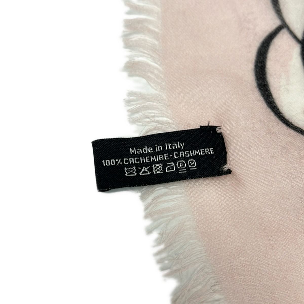 Chanel Shawl Light Pink Black Camellia Cashmere Scarf — view 3