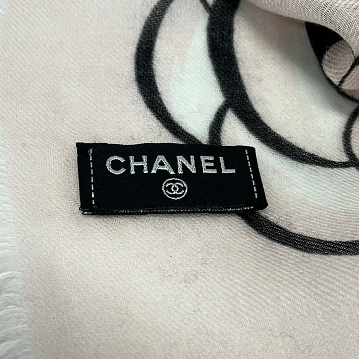 Chanel Shawl Light Pink Black Camellia Cashmere Scarf — view 2