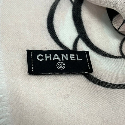 Chanel Shawl Light Pink Black Camellia Cashmere Scarf — view 2