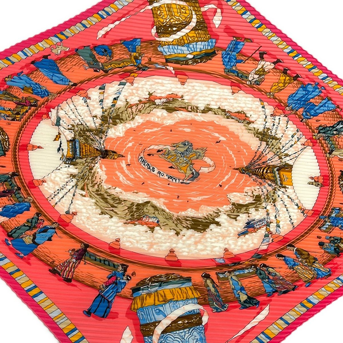 Hermes Scarf Losange Pink Multi Pleats Prieres AU Vent