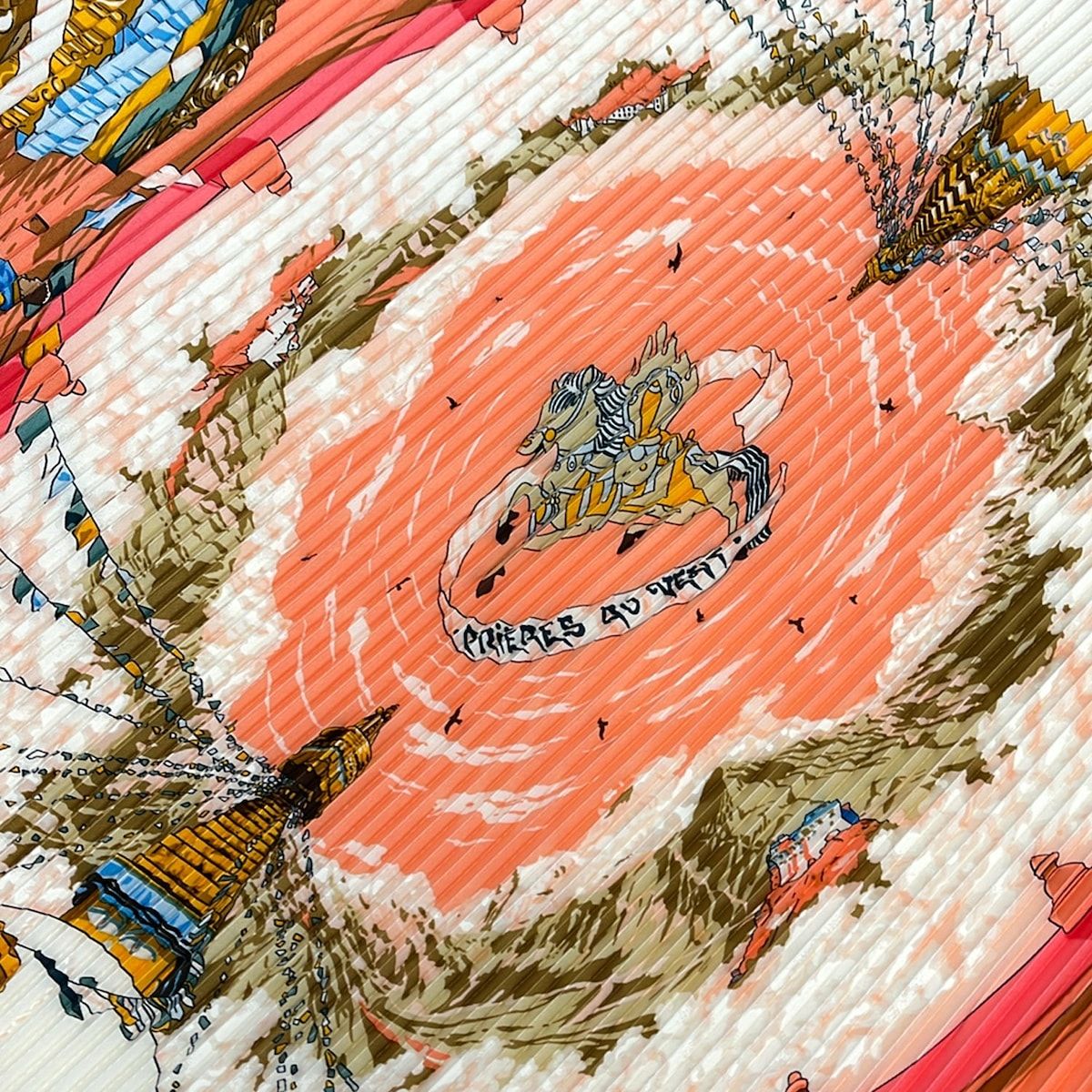 Hermes Scarf Losange Pink Multi Pleats Prieres AU Vent — view 4