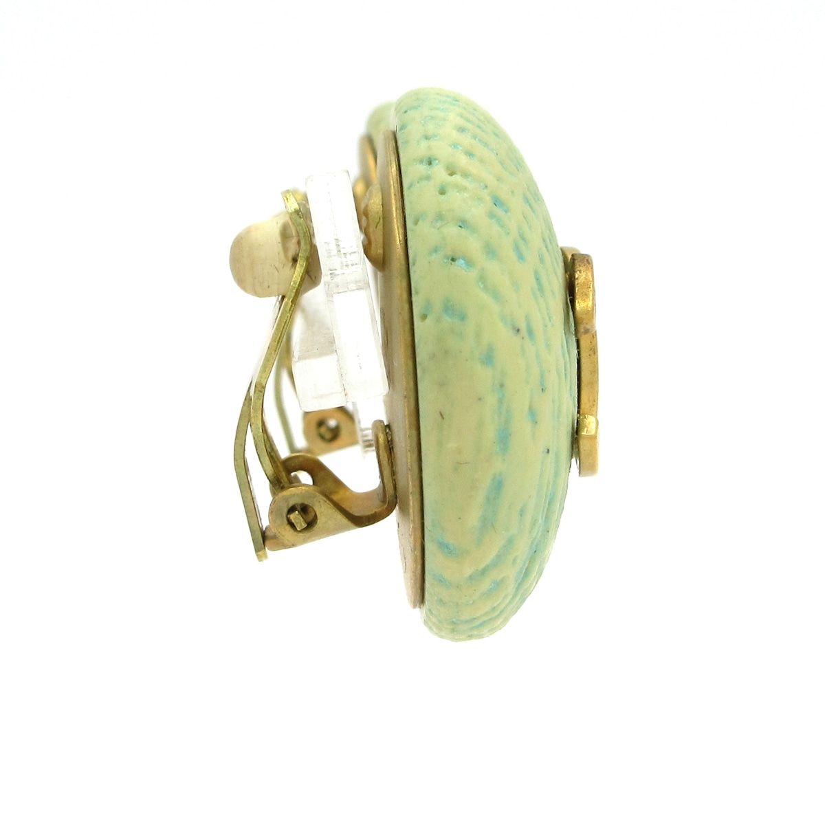 Chanel Earrings CC Logo Gold Beige Light Lean — view 2