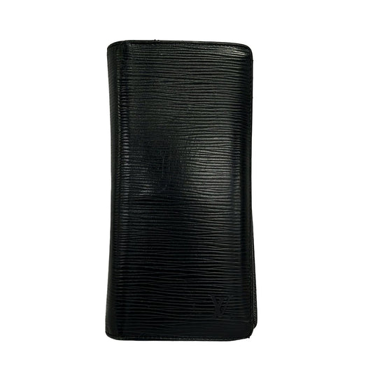 Louis Vuitton Wallet Epi Portefeuille Brazza Noir Leather
