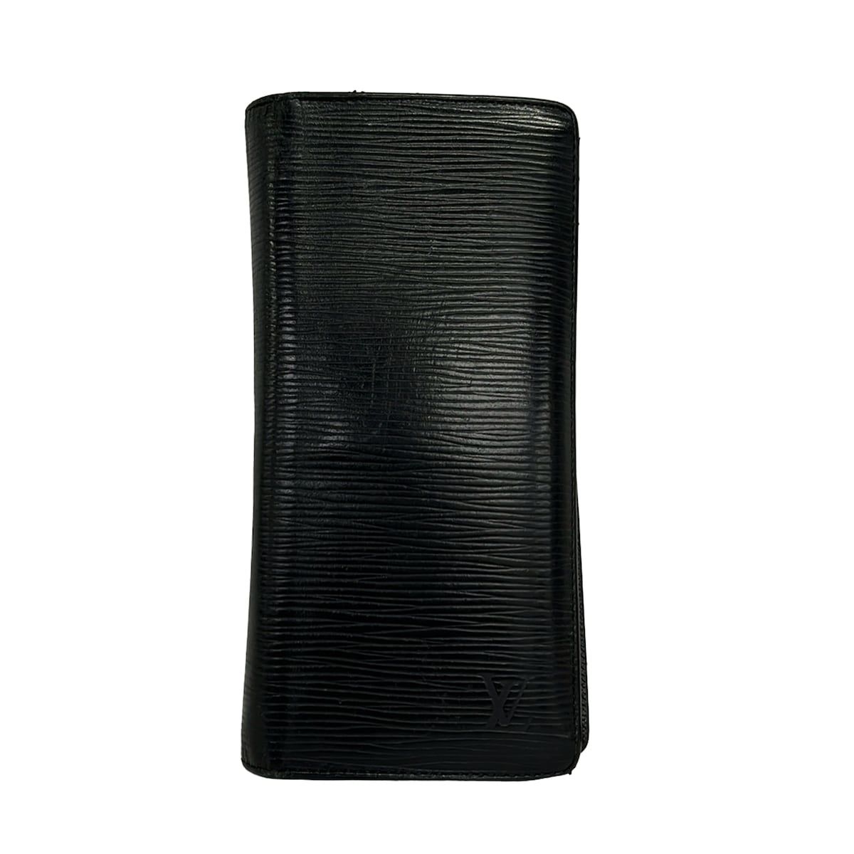 Louis Vuitton Wallet Epi Portefeuille Brazza Noir Leather