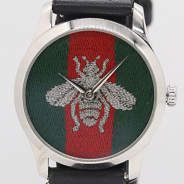 Gucci Timeless 126.4 Date Quartz Bee Sherry Line Dial Watch