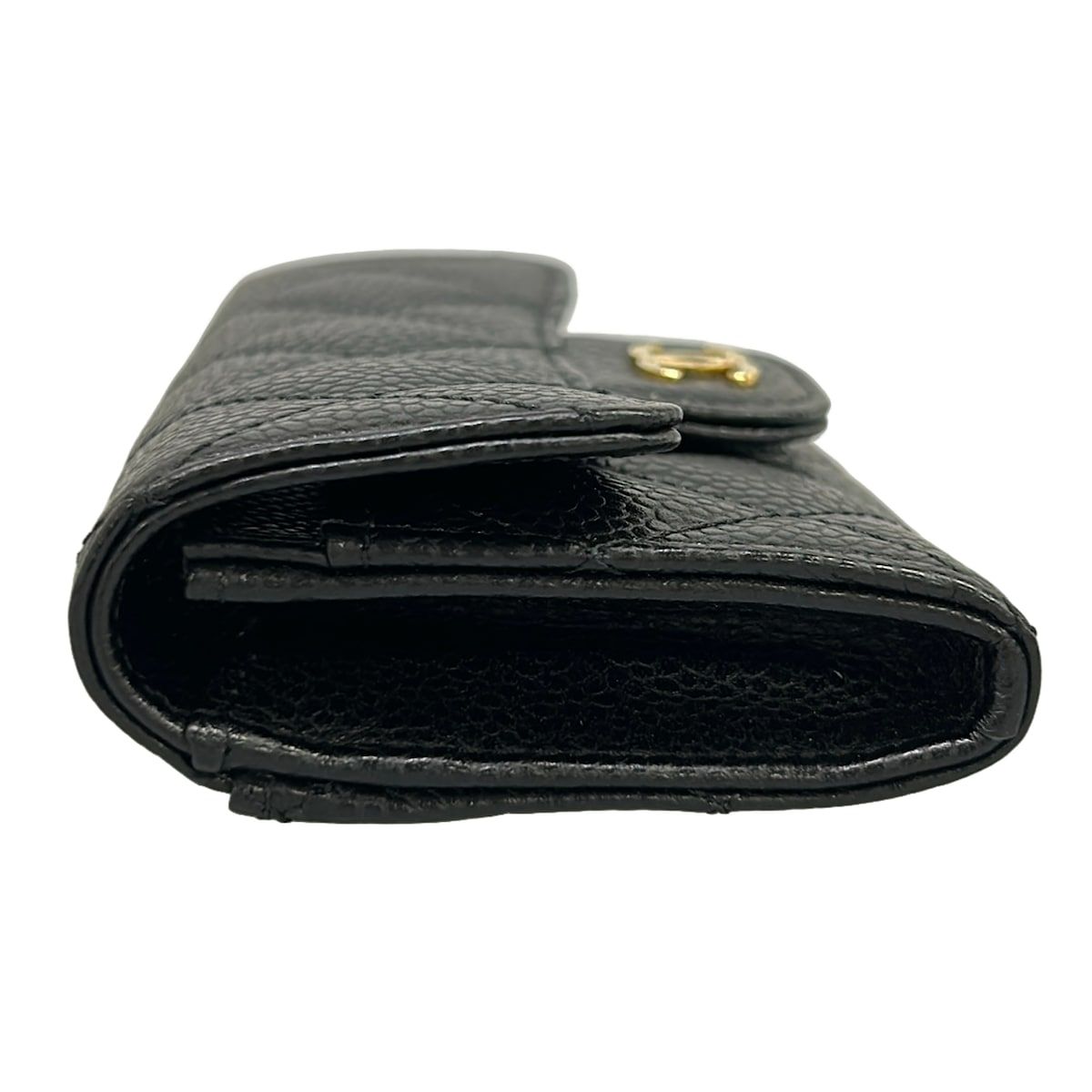 Chanel Card Case Quilted Black CC Logo Gold — view 9