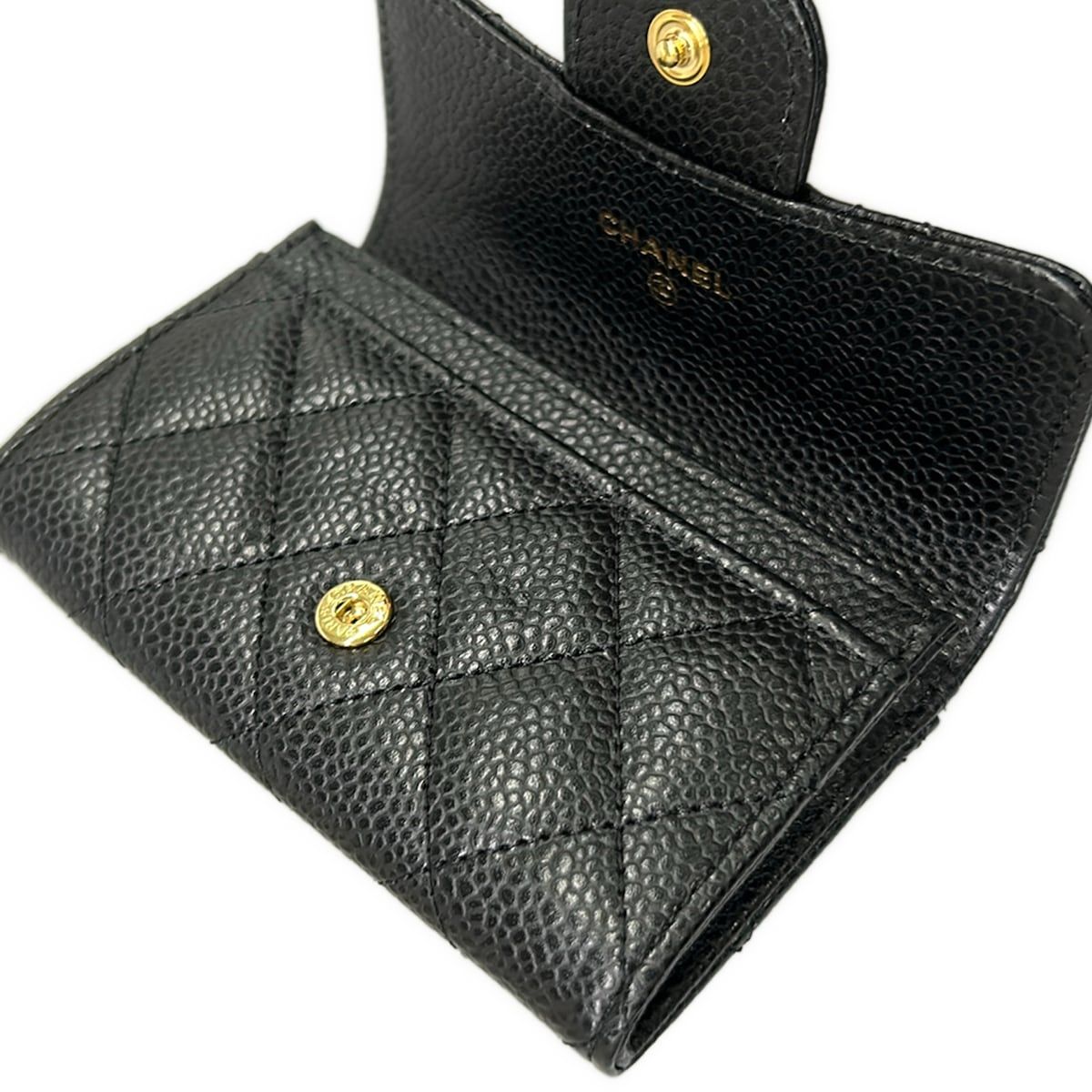 Chanel Card Case Quilted Black CC Logo Gold — view 3