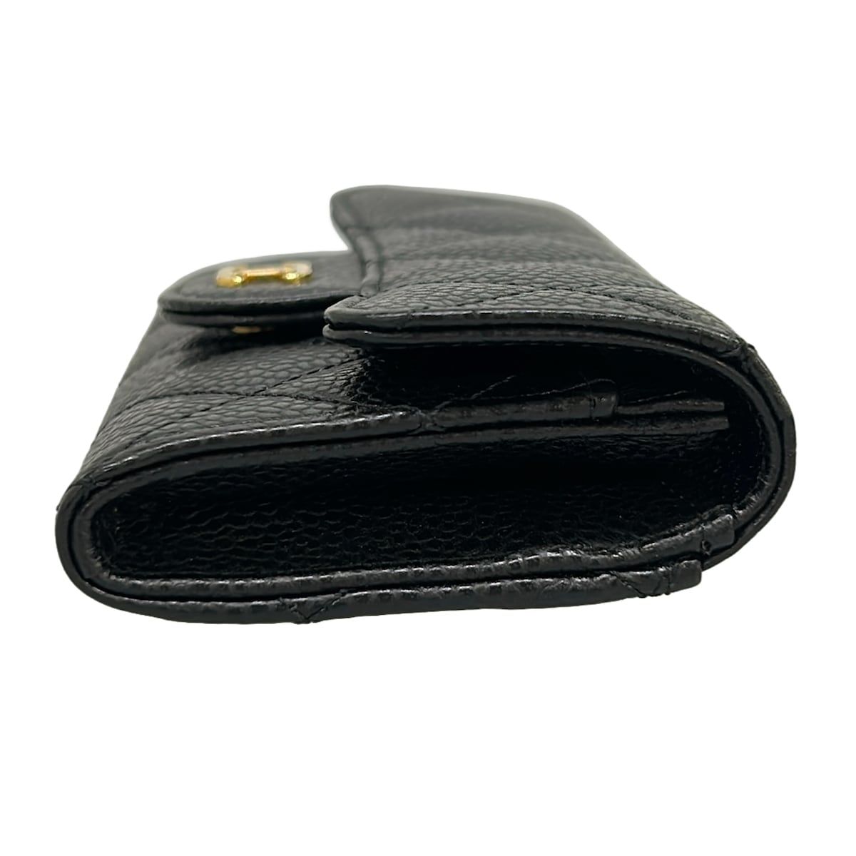 Chanel Card Case Quilted Black CC Logo Gold — view 8