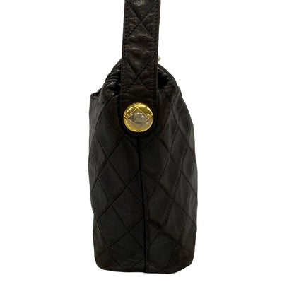 Chanel Shoulder Bag Quilted Black Gold Lambskin — view 2