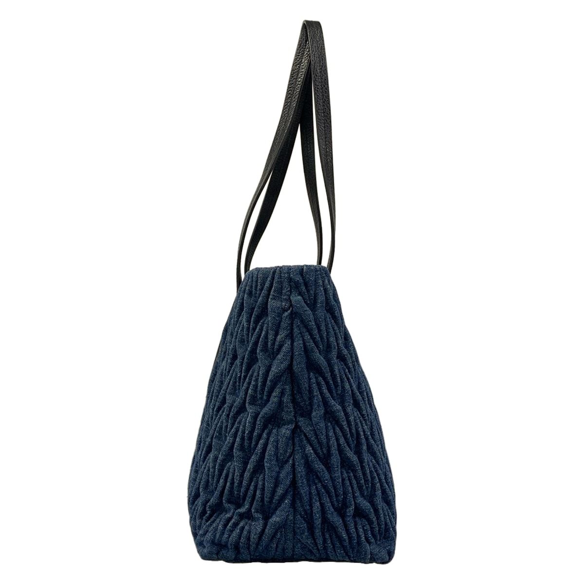 Miu Miu Tote Matelasse Blue Black Gathered Leather — view 2