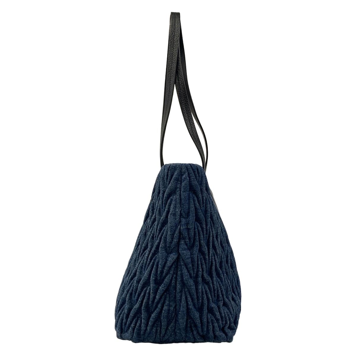 Miu Miu Tote Matelasse Blue Black Gathered Leather — view 4