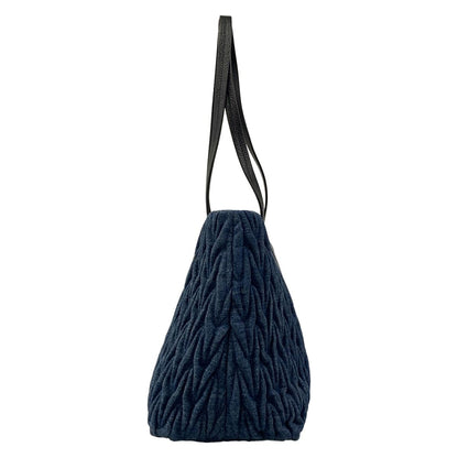 Miu Miu Tote Matelasse Blue Black Gathered Leather — view 4