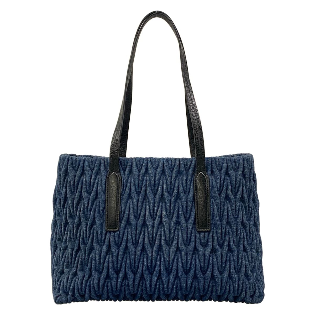 Miu Miu Tote Matelasse Blue Black Gathered Leather — view 3
