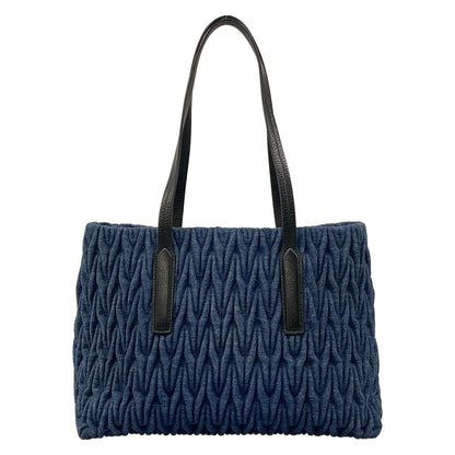 Miu Miu Tote Matelasse Blue Black Gathered Leather — view 3
