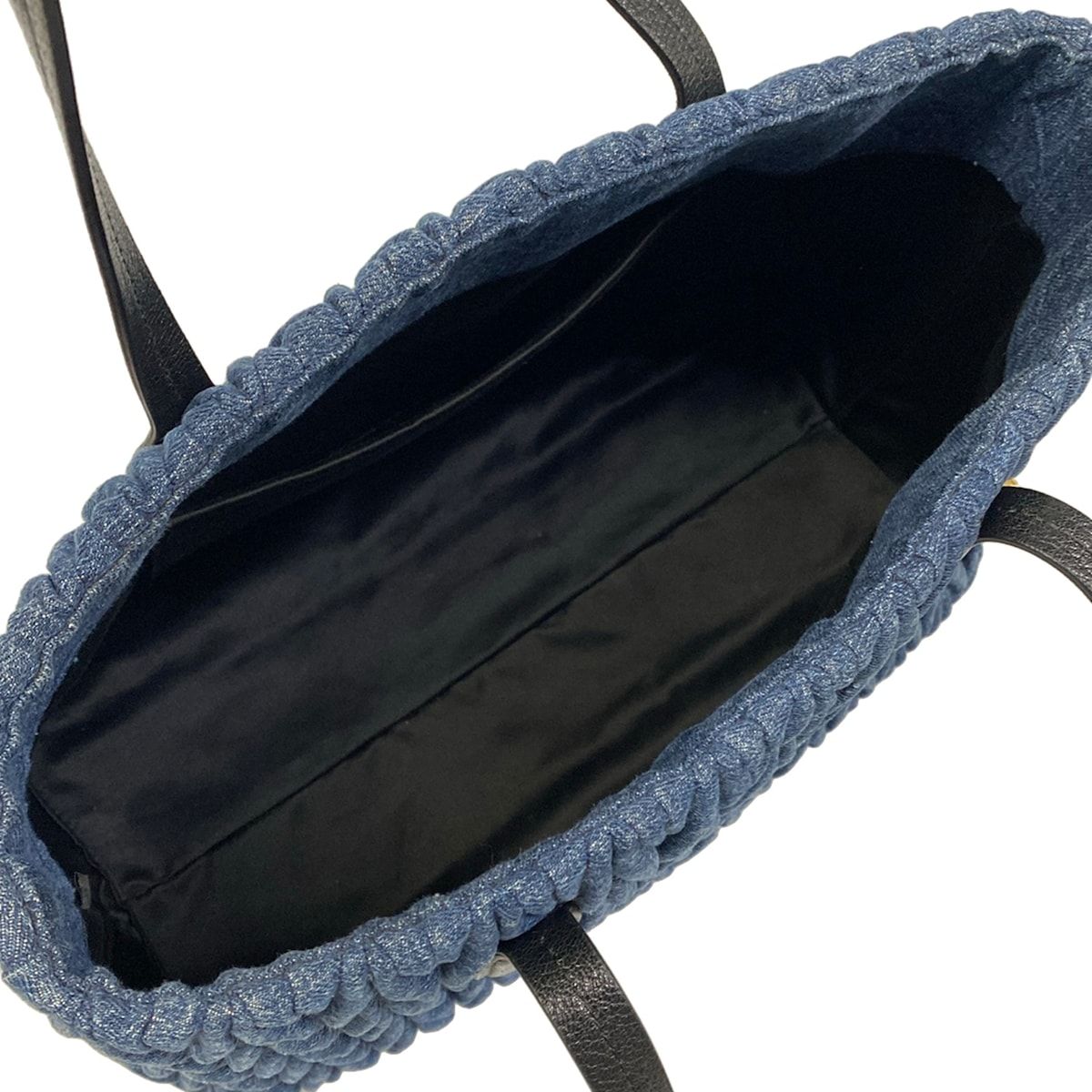 Miu Miu Tote Matelasse Blue Black Gathered Leather — view 7