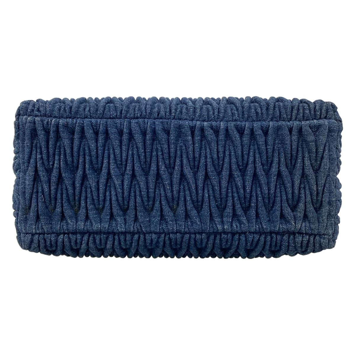 Miu Miu Tote Matelasse Blue Black Gathered Leather — view 5