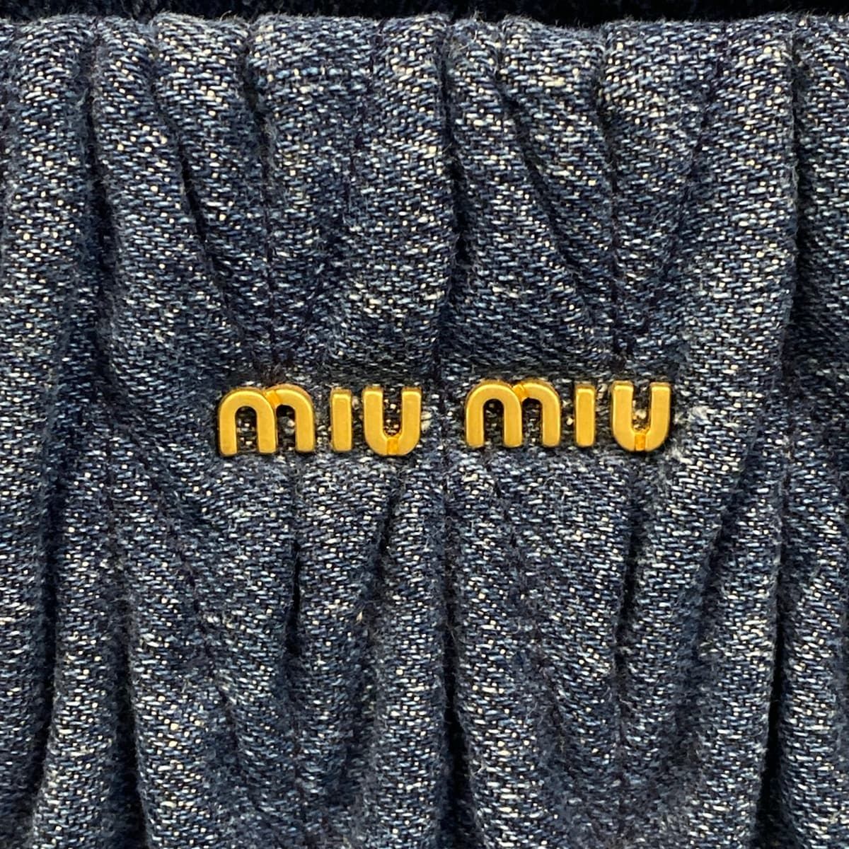 Miu Miu Tote Matelasse Blue Black Gathered Leather — view 9