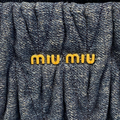 Miu Miu Tote Matelasse Blue Black Gathered Leather — view 9