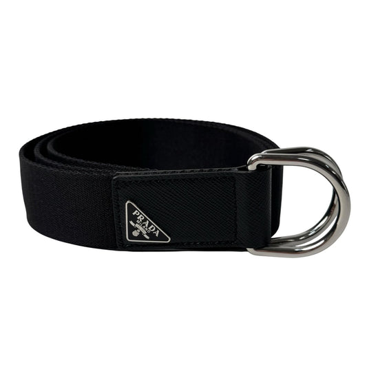Prada Woven Re-Nylon Triangle Logo Belt