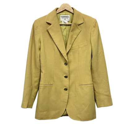 Chanel Jacket 36 S Yellow Spring Tailored Cotton
