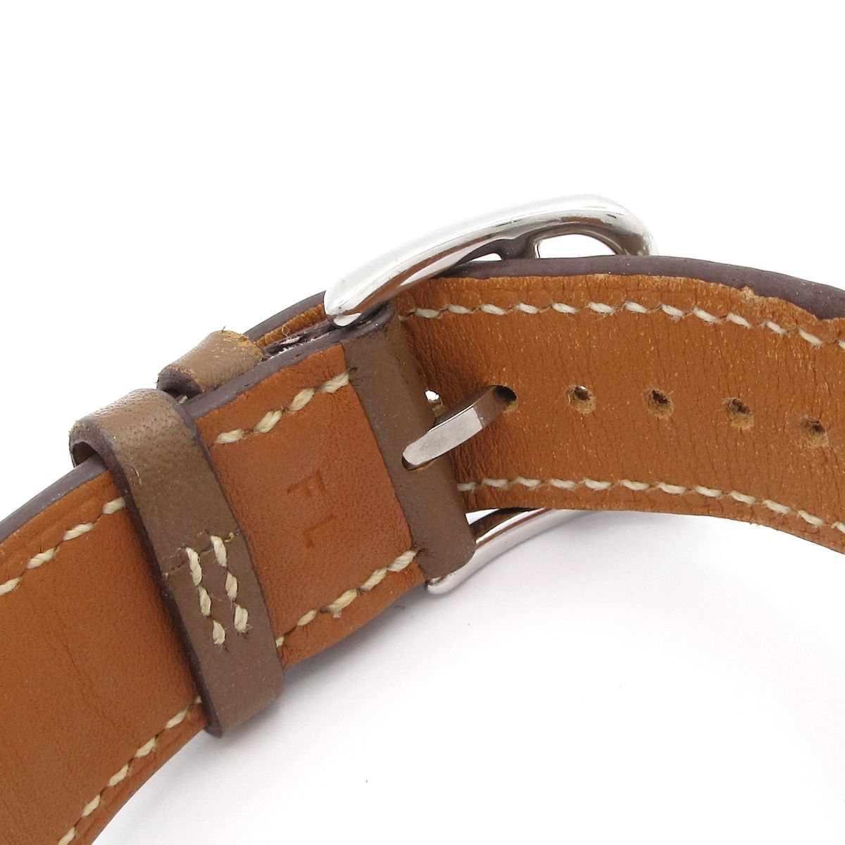 Hermes Watch Also SS Chronograph M Leather Strap Ivory — view 4