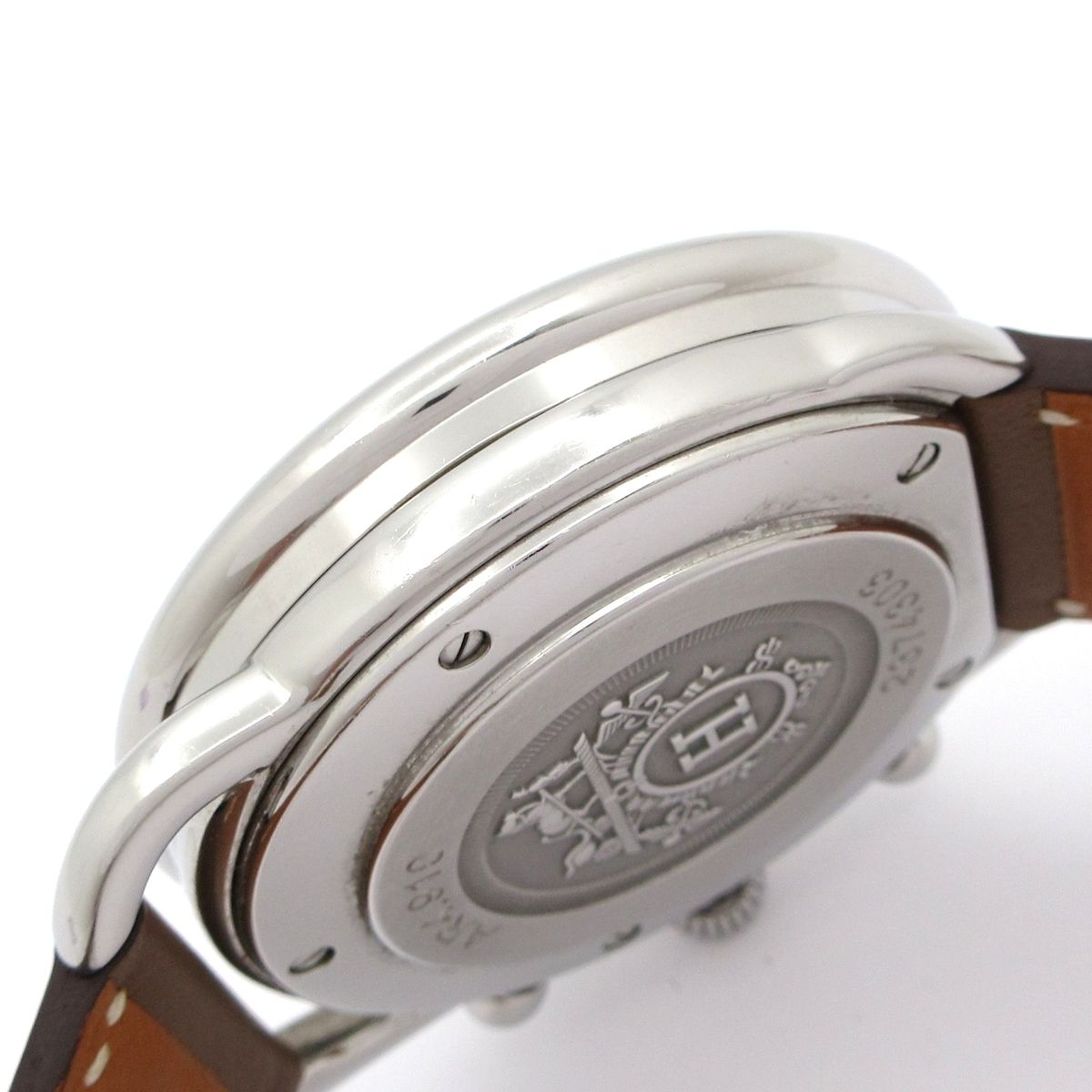 Hermes Watch Also SS Chronograph M Leather Strap Ivory — view 9