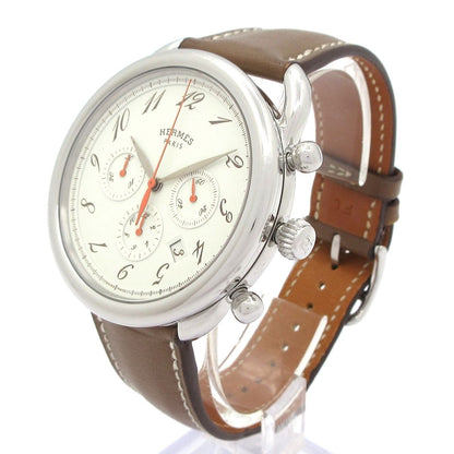 Hermes Watch Also SS Chronograph M Leather Strap Ivory — view 2
