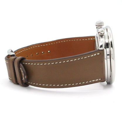 Hermes Watch Also SS Chronograph M Leather Strap Ivory — view 5