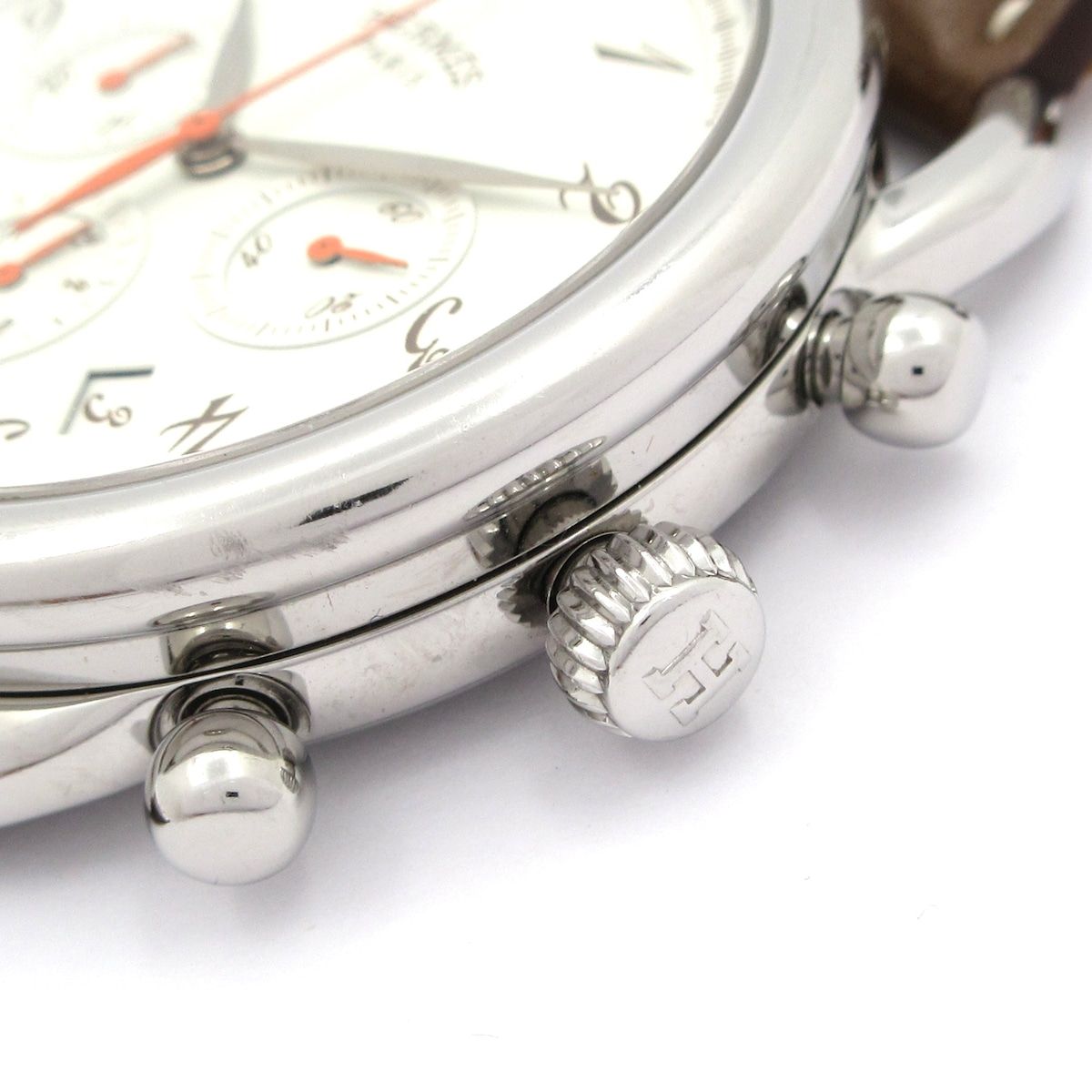 Hermes Watch Also SS Chronograph M Leather Strap Ivory — view 8