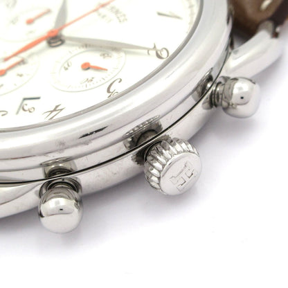 Hermes Watch Also SS Chronograph M Leather Strap Ivory — view 8