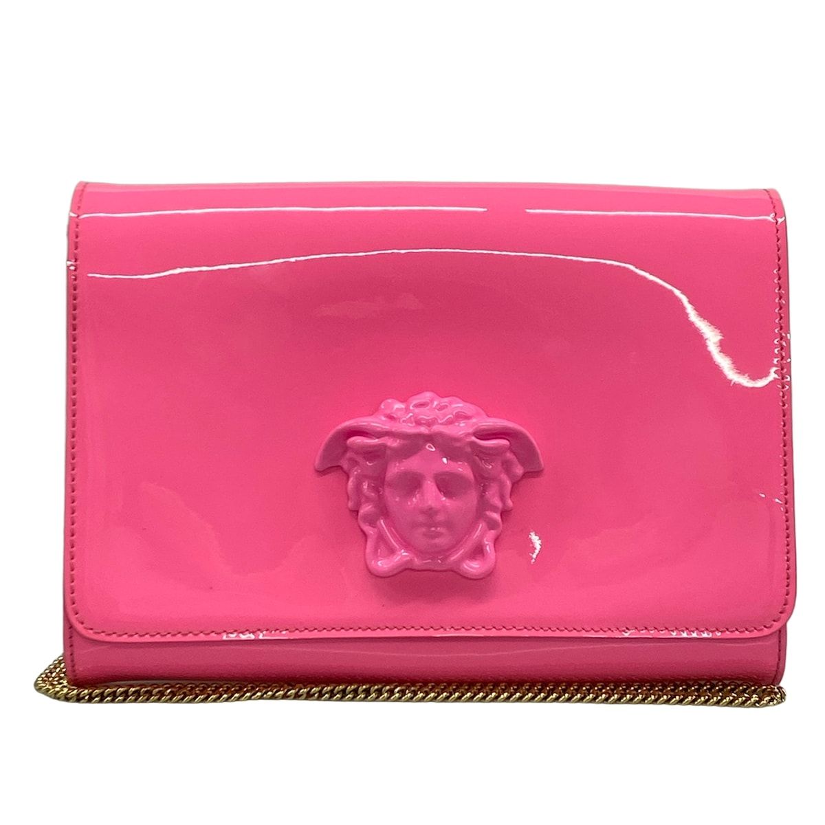 Versace Shoulder Bag Medusa Pink Chain Removable Strap Leather