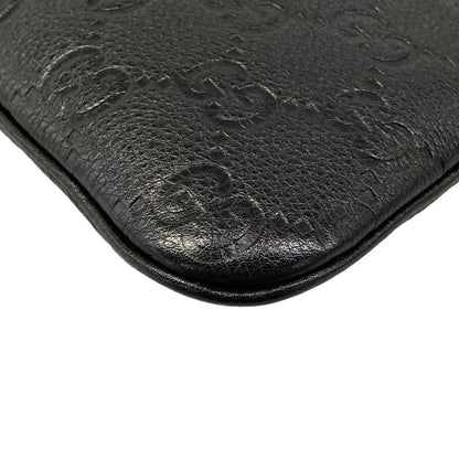 Gucci Shoulder Bag GG Emblem Black Leather — view 6