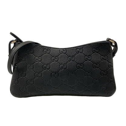 Gucci Shoulder Bag GG Emblem Black Leather