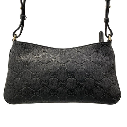 Gucci Shoulder Bag GG Emblem Black Leather — view 3
