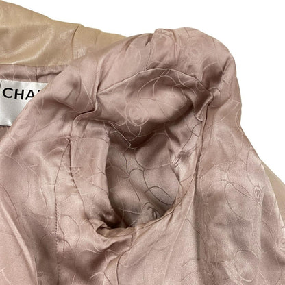 Chanel Jacket 34 S Beige Leather Tweed Trim Tailored — view 8