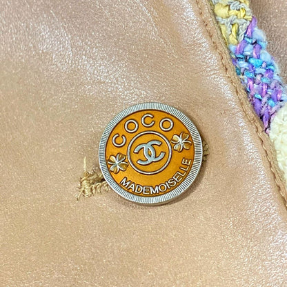 Chanel Jacket 34 S Beige Leather Tweed Trim Tailored — view 9
