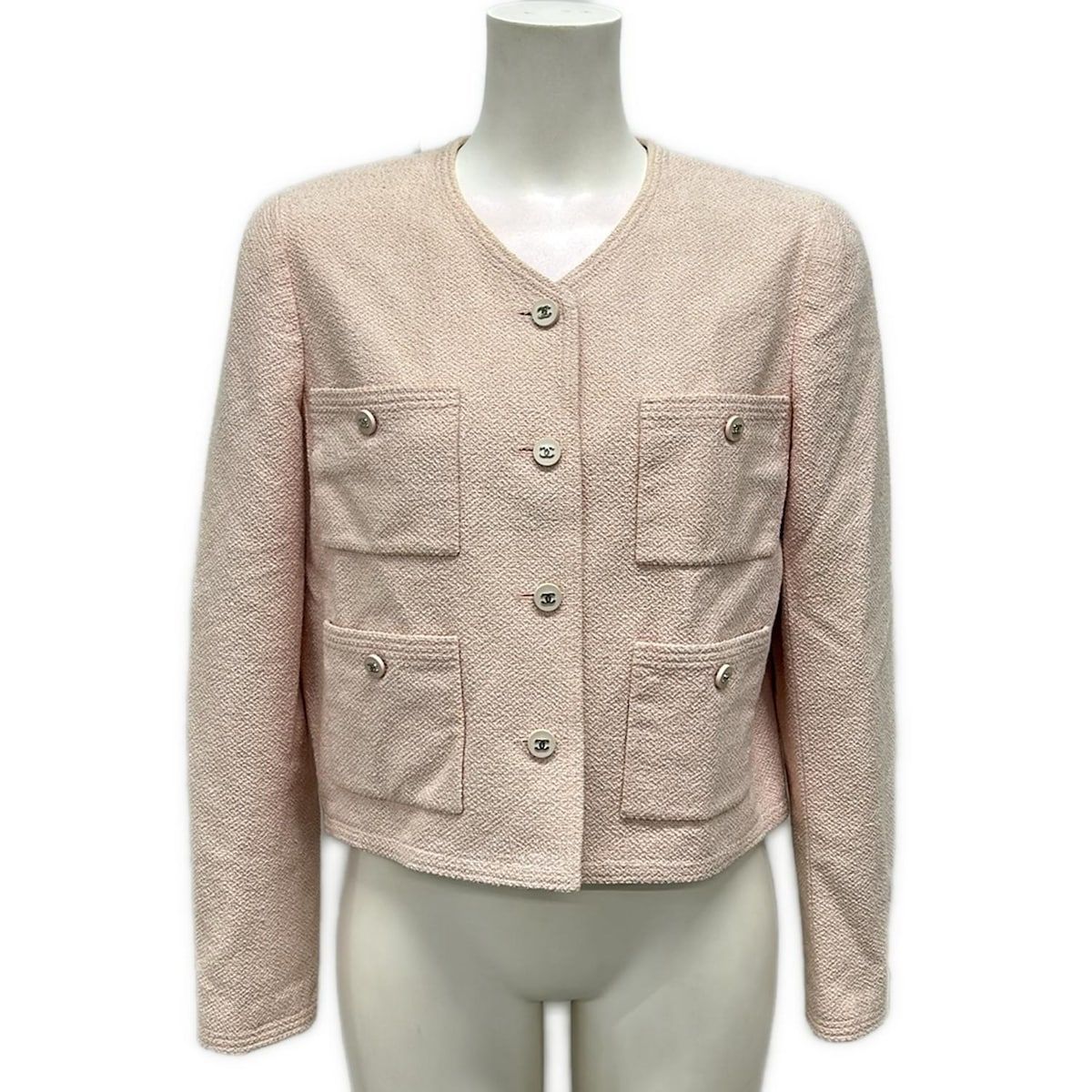 Chanel Jacket Light Pink Tweed Cotton