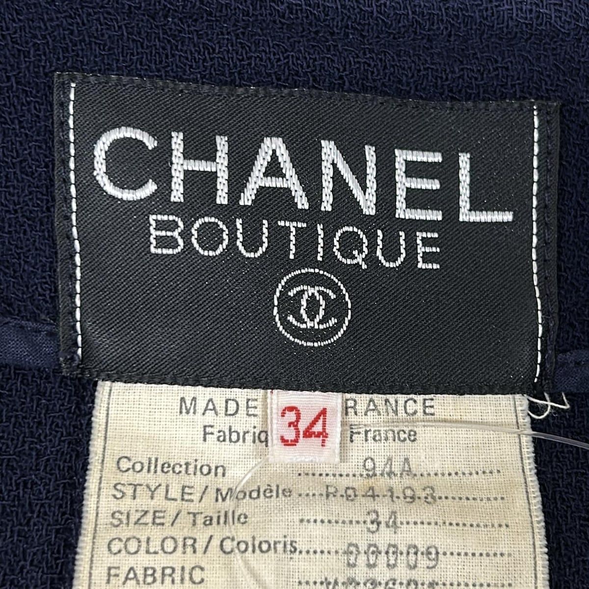 Chanel Jacket 34 S Navy Long Length Shoulder Pad Wool — view 3