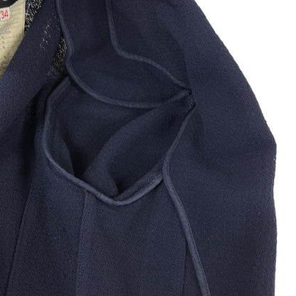 Chanel Jacket 34 S Navy Long Length Shoulder Pad Wool — view 9