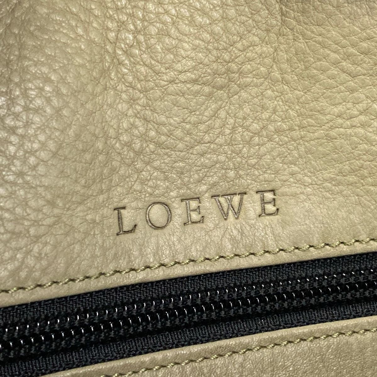 Loewe Handbag Amazona Khaki Gray Black Leather — view 9