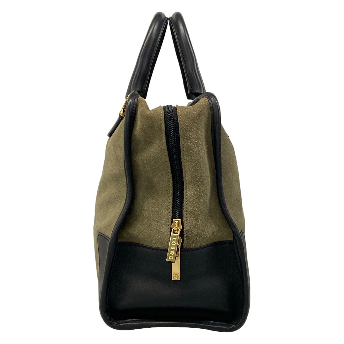 Loewe Handbag Amazona Khaki Gray Black Leather — view 2