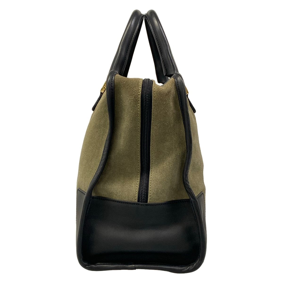 Loewe Handbag Amazona Khaki Gray Black Leather — view 4