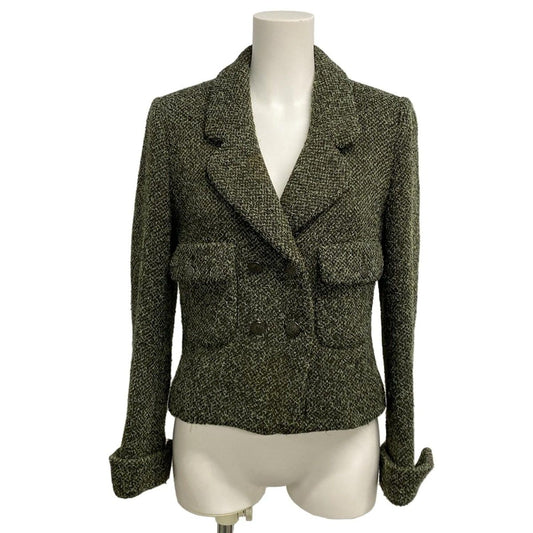 Chanel Jacket 36 S Khaki Long Sleeve Autumn Winter Wool