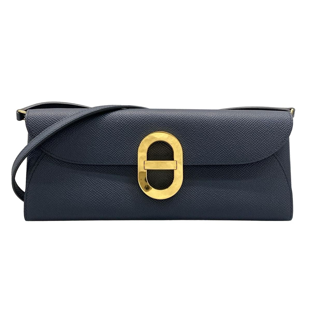Hermes Wallet Chaine D'ancre Tougo Blue Indigo Shoulder Gold