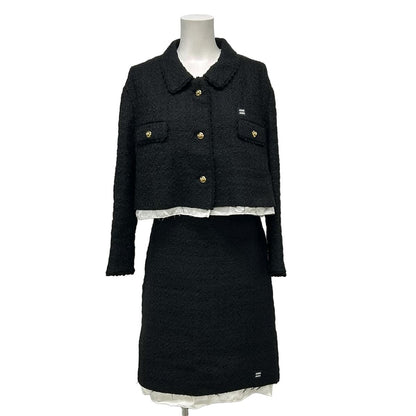 Miu Miu Skirt Suit Black White Wool